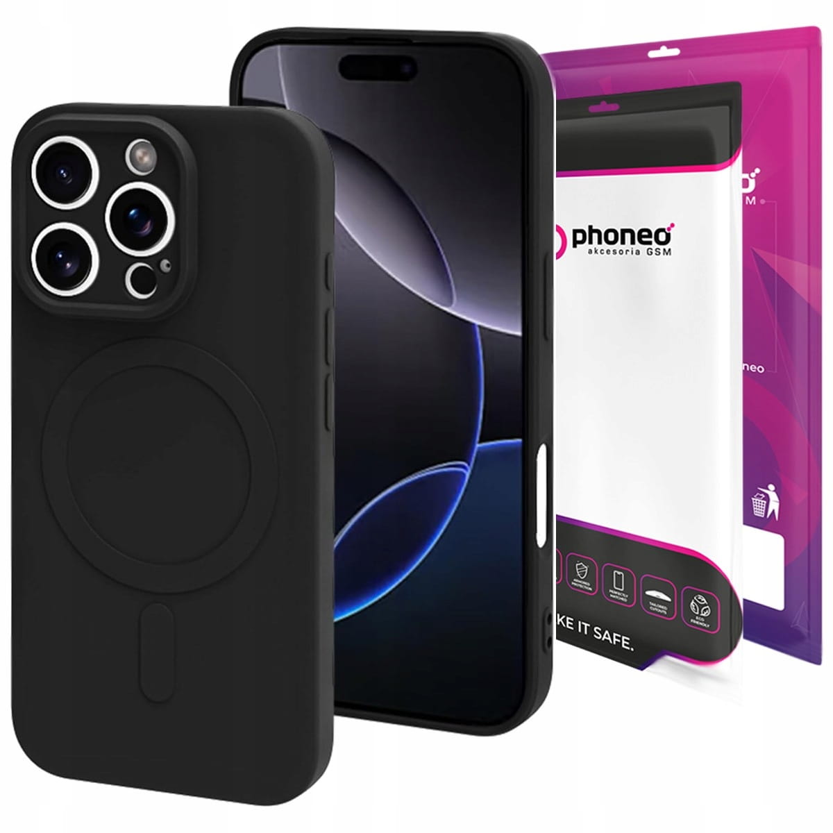 Etui Phoneo Liquid Soft Silicone do MagSafe - iPhone 15 Pro - Czarne 