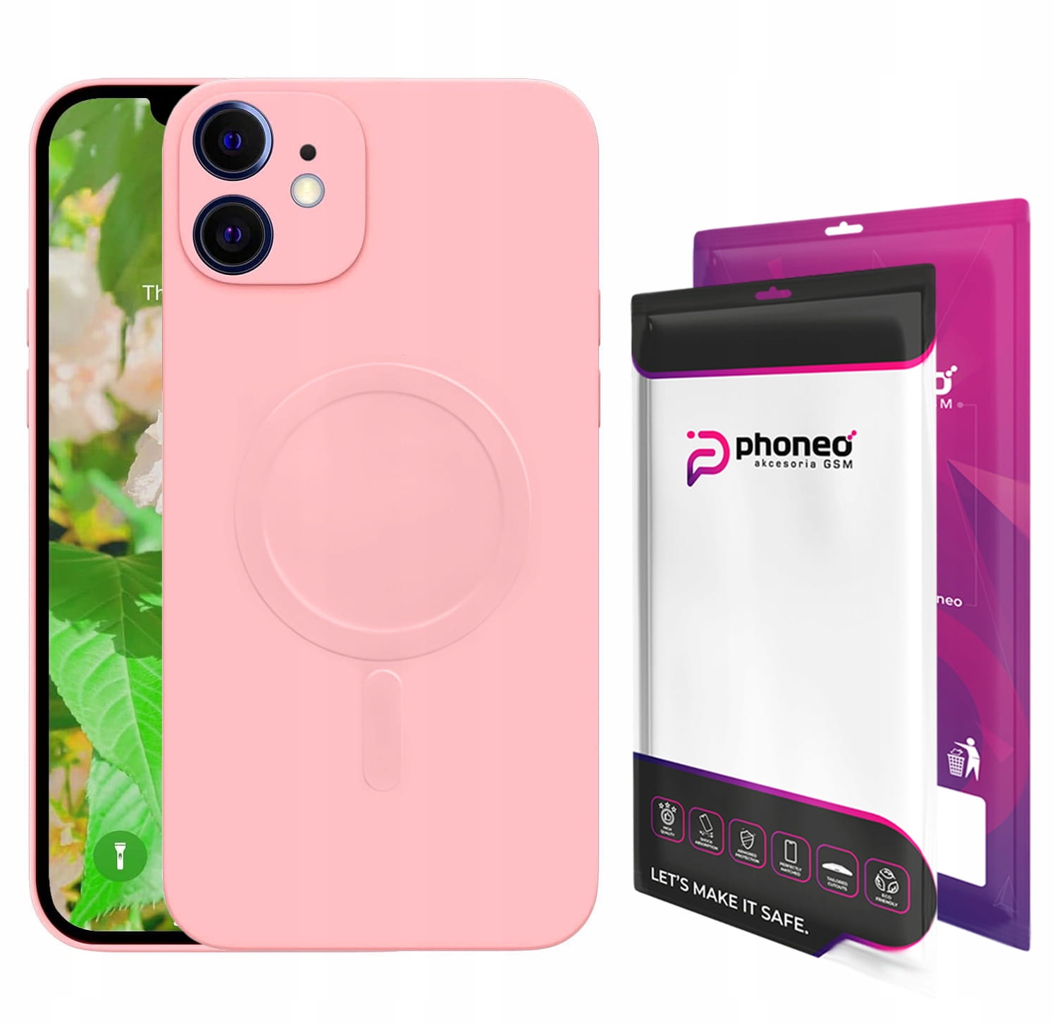 Etui Phoneo Liquid Soft Silicone do MagSafe - iPhone 12 - Różowe