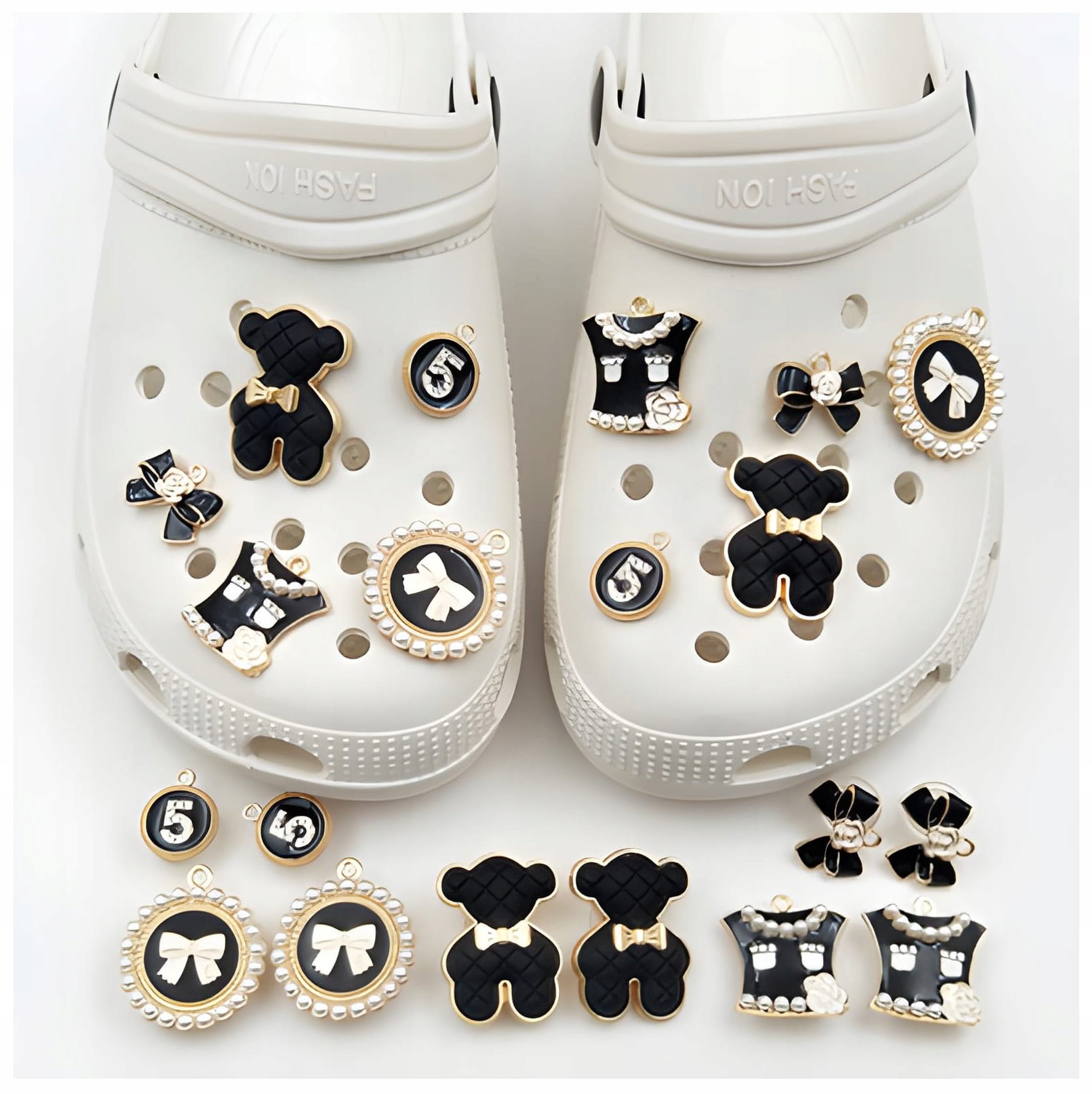 Wpinki, Przypinki na Buty Crocs — Misie i Kokardy Glamour
