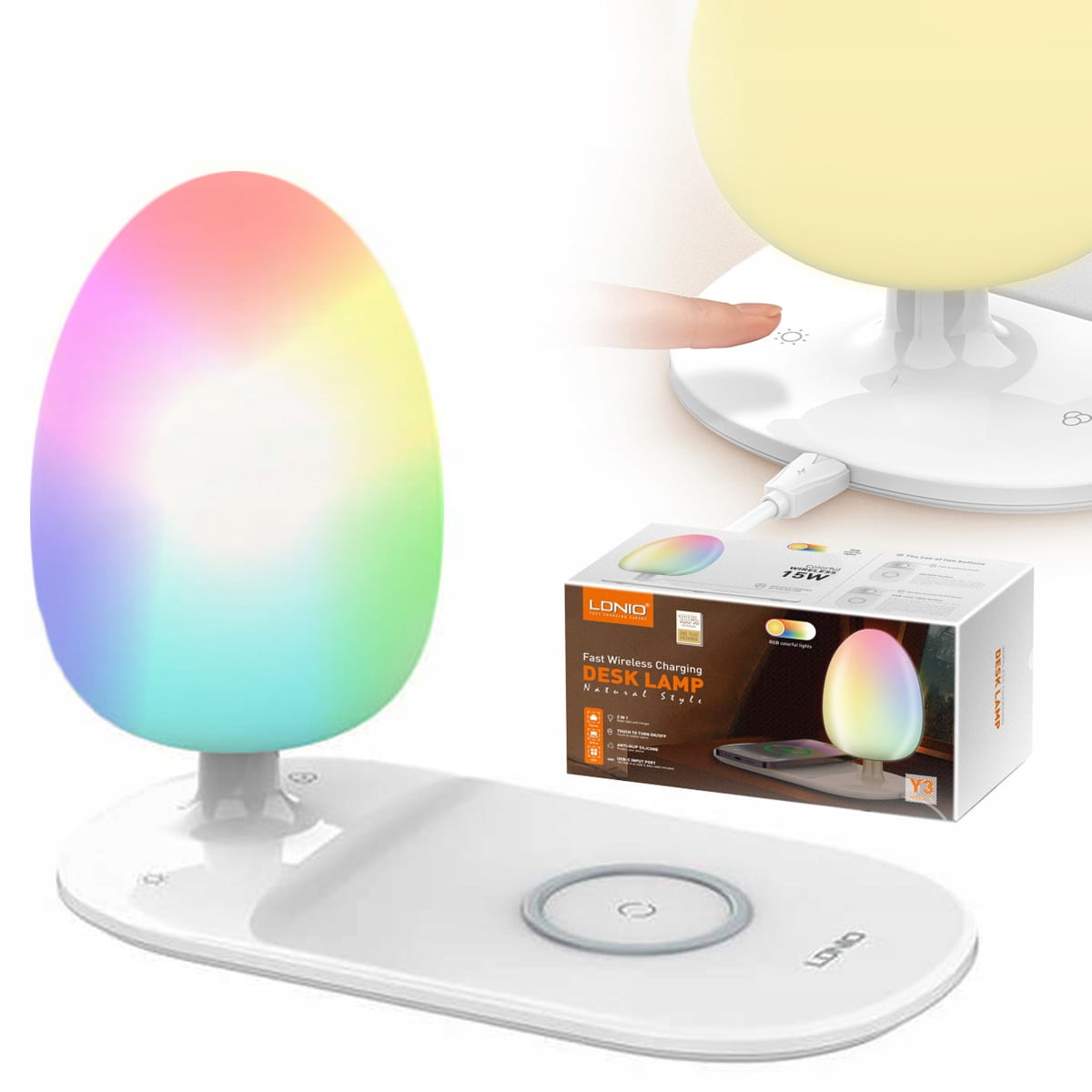 Stacja Ładująca Bezprzewodowa + Lampka Nocna LED LDINIO Y3