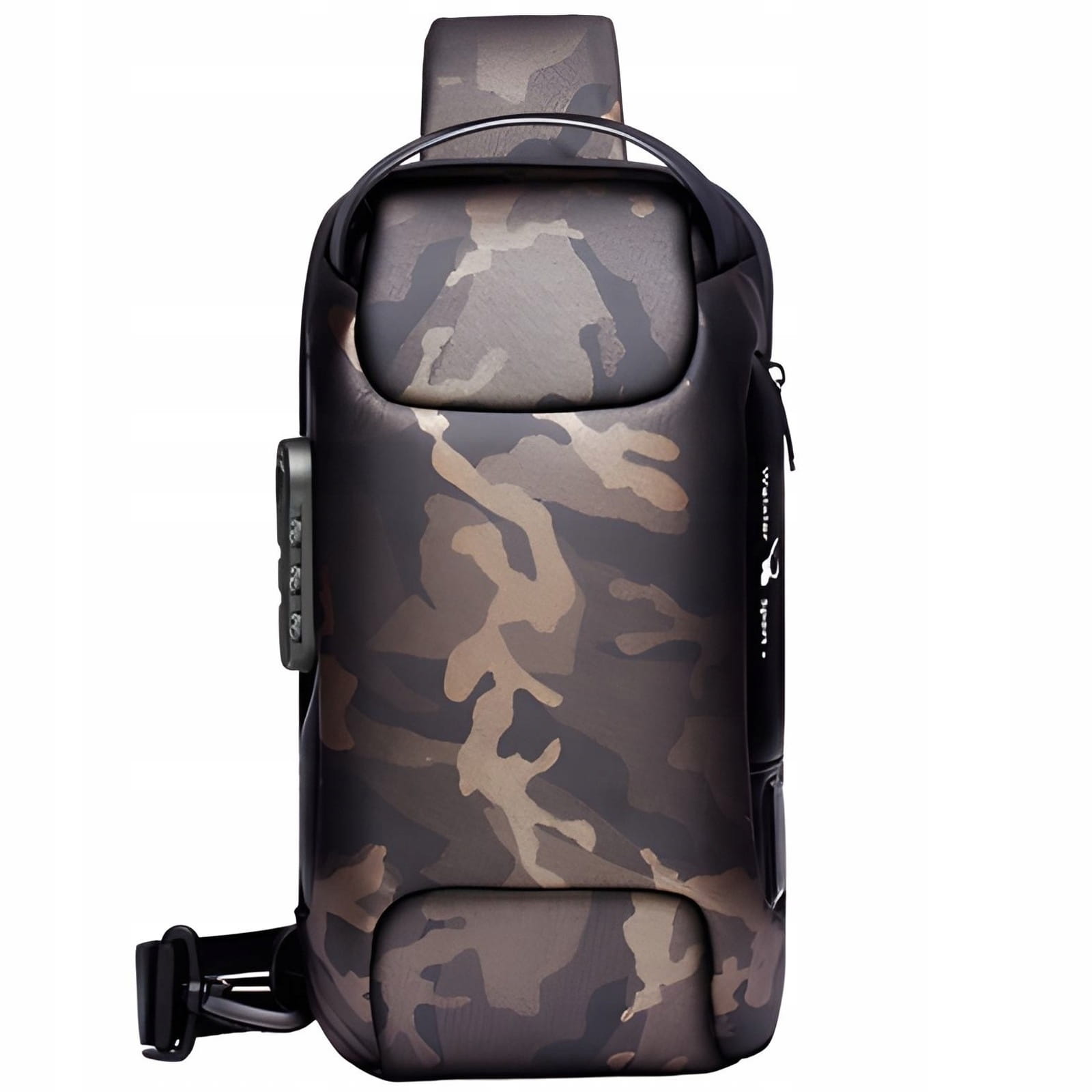 Plecak Zamykany na Szyfr z Wejściem USB + Kabel - Moro