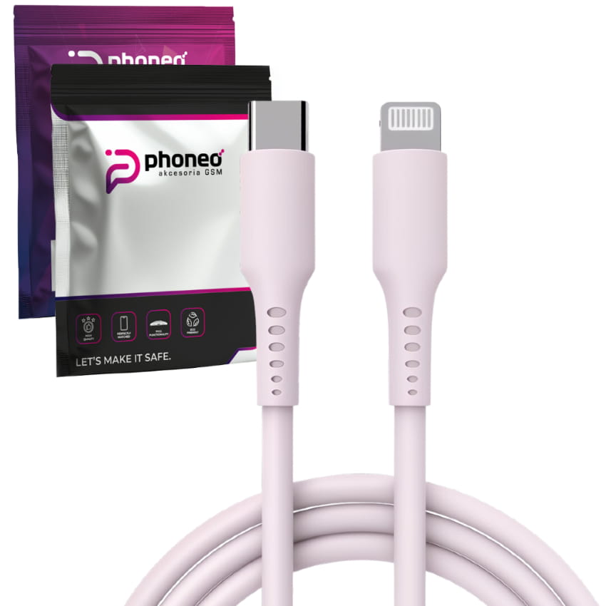 Kabel Phoneo® Premium MFi - USB-C do Lightning do iPhone iPad - 1m - Różowy
