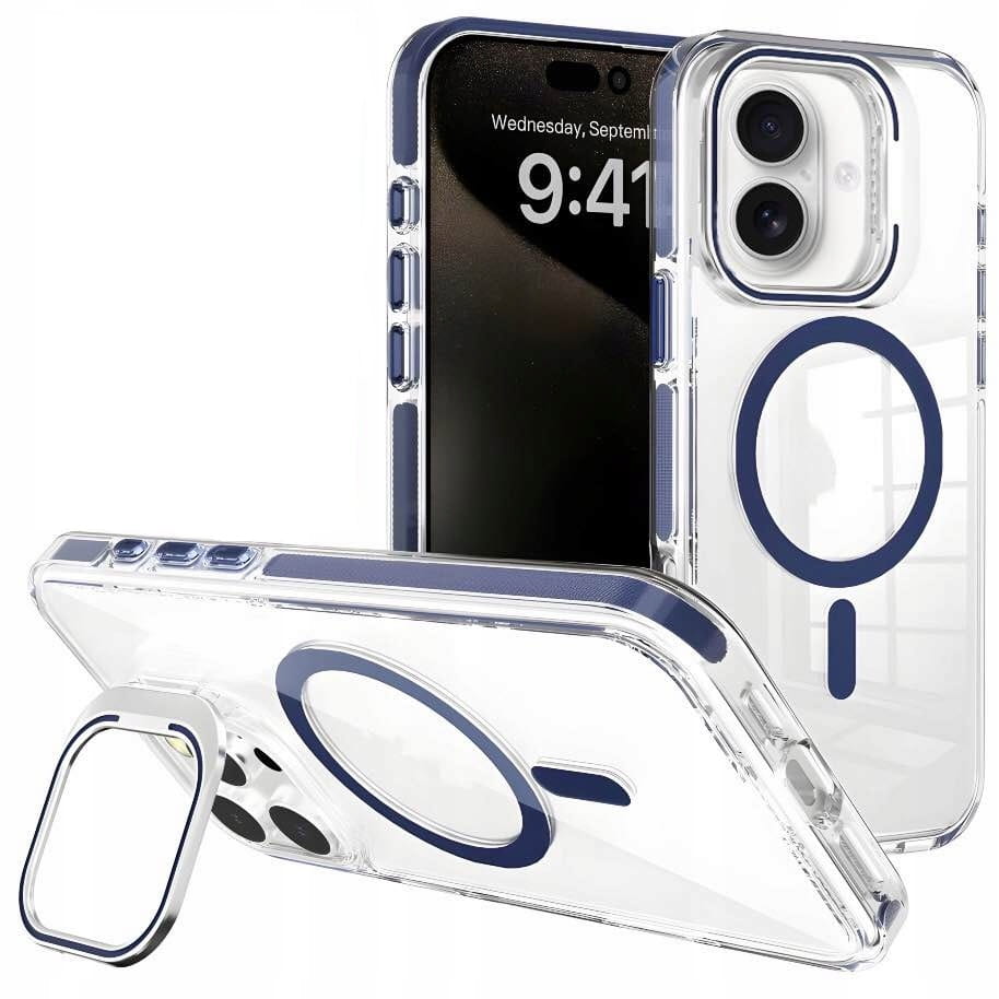  Etui Clear Extra z Podpórką do Magsafe do iPhone 16 - Granatowe 