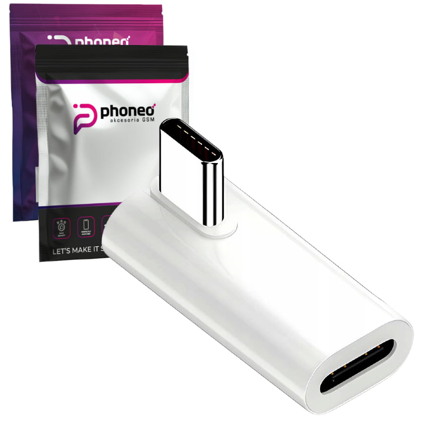 Adapter Kątowy Phoneo® - Żeńskie USB-C do Męskie USB-C - 40GBPS/8K 140W - Biały W5