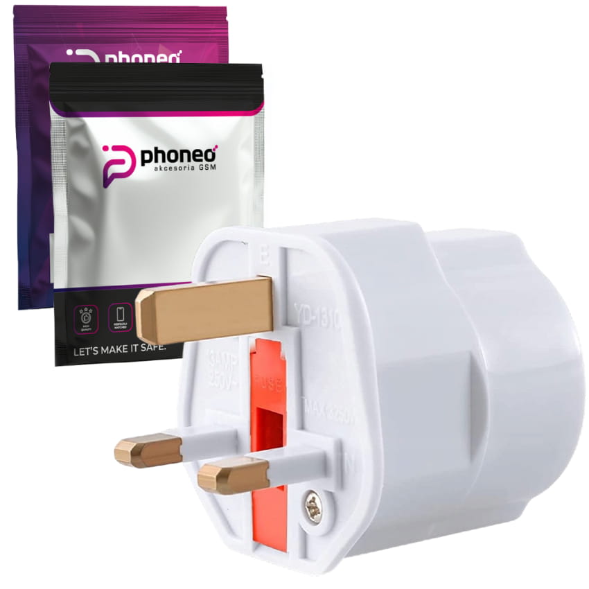 Adapter Phoneo® Wtyczka EU (PL) na UK z Bezpiecznikiem