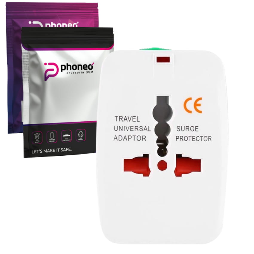 Adapter Sieciowy Phoneo® Wtyczka - Przejściówka EU / UK / US / JP / AUS / NZ / + 2x Port USB