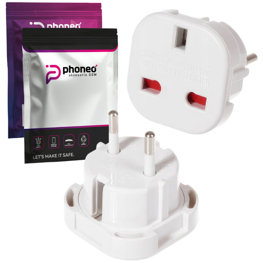 Angielska Przejściówka Phoneo® Adapter UK na PL CZ - Biały