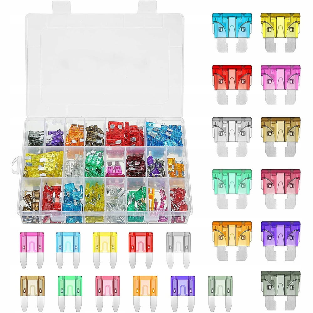 Bezpieczniki Płytkowe Uniwersalne Zestaw - 300 szt. - Standard i Mini