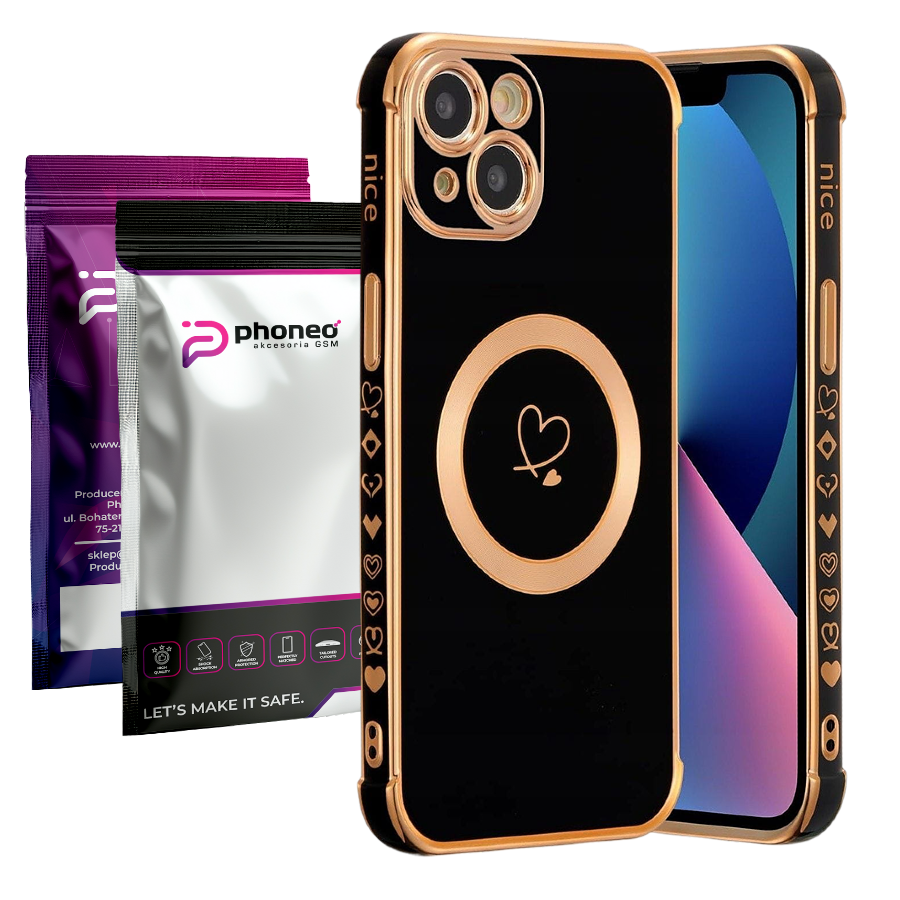 Etui Phoneo Serce Pancerne — iPhone 15 Plus, czarne