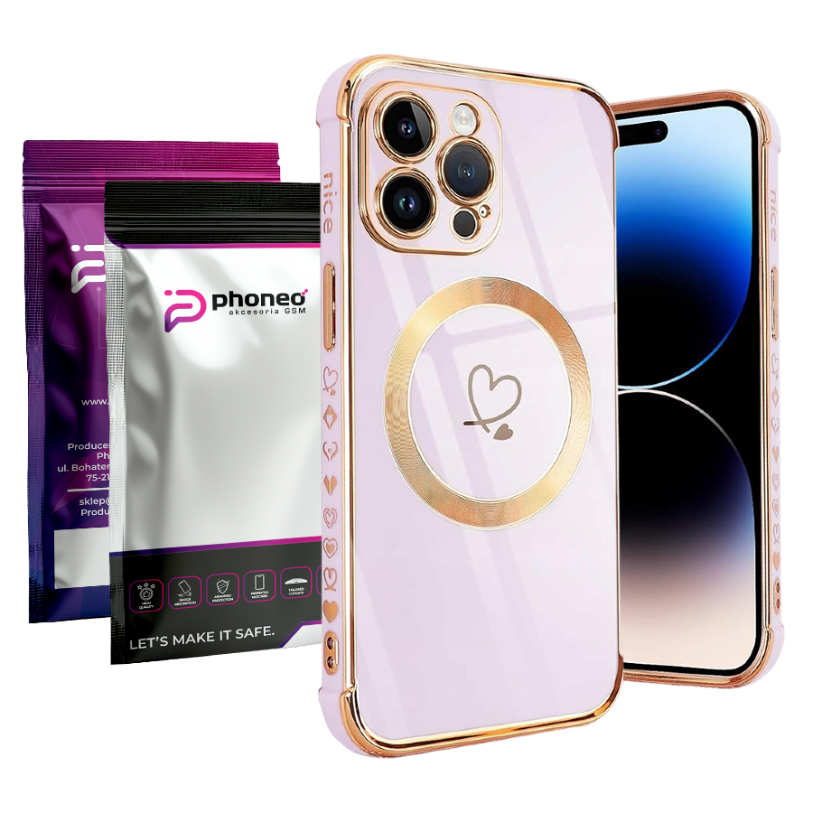 Etui Phoneo Serce Pancerne do Magsafe - Apple iPhone 15 Pro Max - Lawendowe