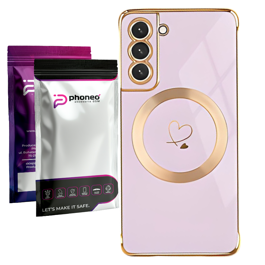 Etui Phoneo Serce Pancerne do Magsafe - Samsung Galaxy S23+ Plus - Lawendowe