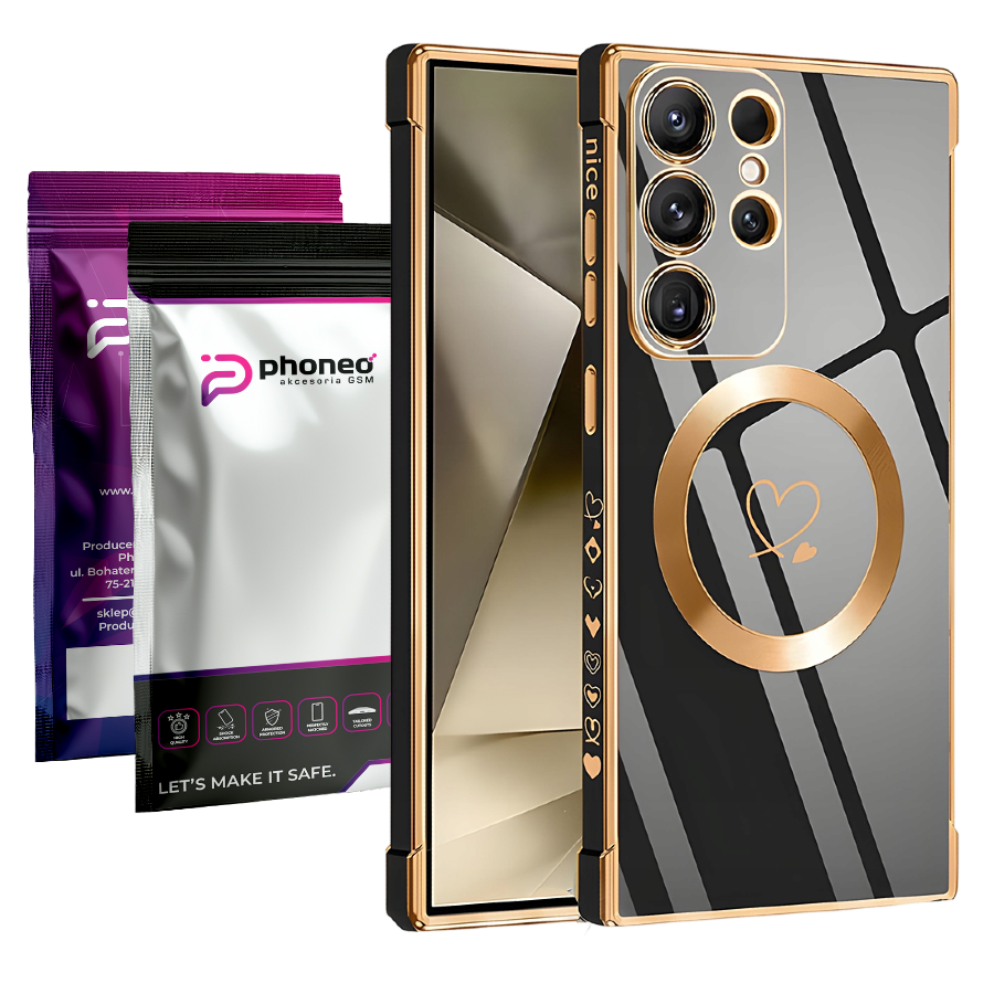 Etui Phoneo Serce Pancerne do Magsafe - Samsung Galaxy S25 Ultra - Czarne