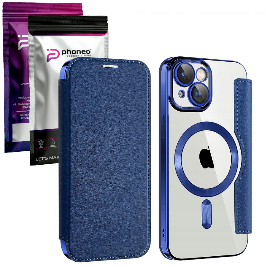 Etui Phoneo Flip z Klapką RFID do MagSafe do iPhone 11 - Niebieskie