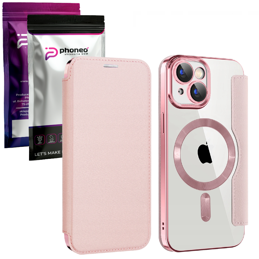 Etui Phoneo Flip z Klapką RFID do MagSafe do iPhone 11 - Różowe