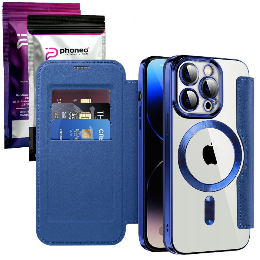 Etui Phoneo Flip z Klapką RFID do MagSafe do iPhone 11 Pro Max - Niebieskie