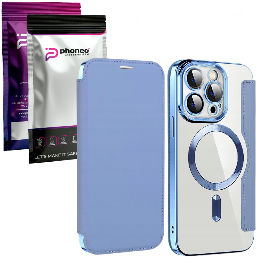 Etui Phoneo Flip z Klapką RFID do MagSafe do iPhone 11 Pro Max - Błękitne