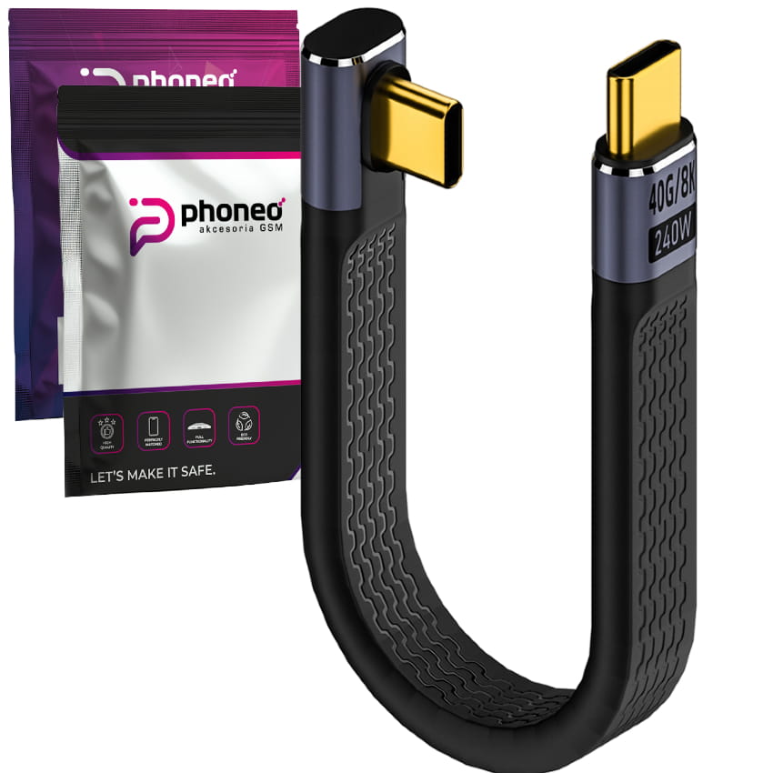 Kabel Phoneo® USB-C Kątowy - 40GBPS 8K 240W 13cm - v1