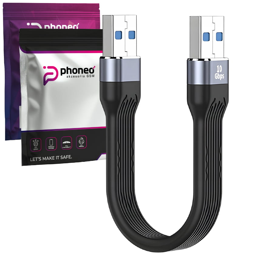 Krótki Kabel Phoneo® Gumowy USB Męski do USB Męski 10GBPS 13cm 