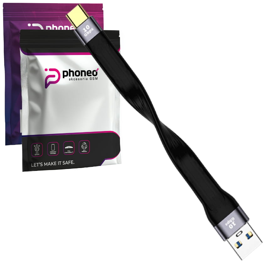 Krótki Kabel Phoneo® USB do USB-C 10GBPS do iPhone iPad Macbook Gumowy 13cm