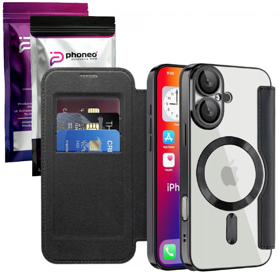 Etui Phoneo Flip z klapką RFID - do iPhone 16 Plus
