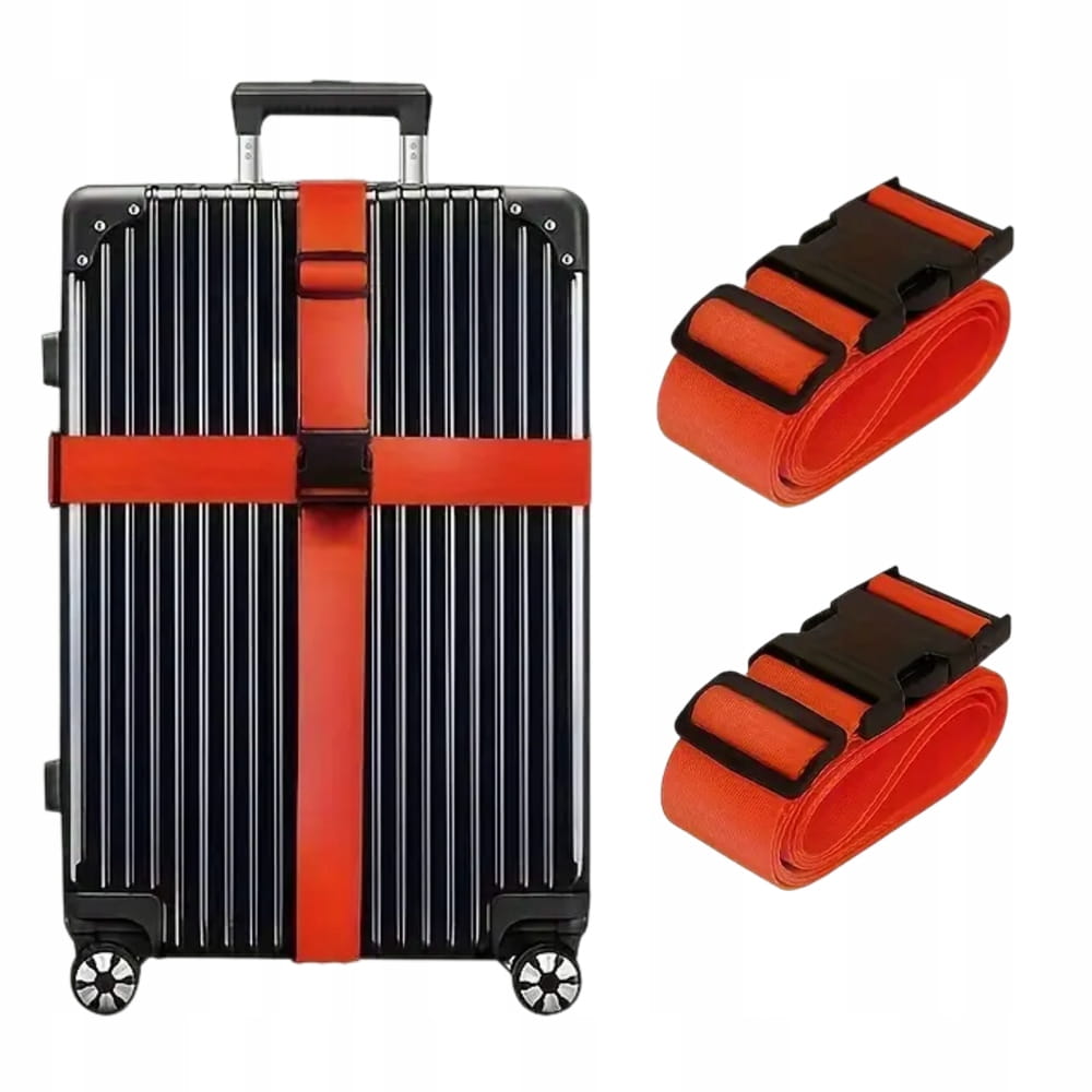 Pas Zabezpieczający do Walizki / Torby - Regulowany - Czerwony 2szt. 