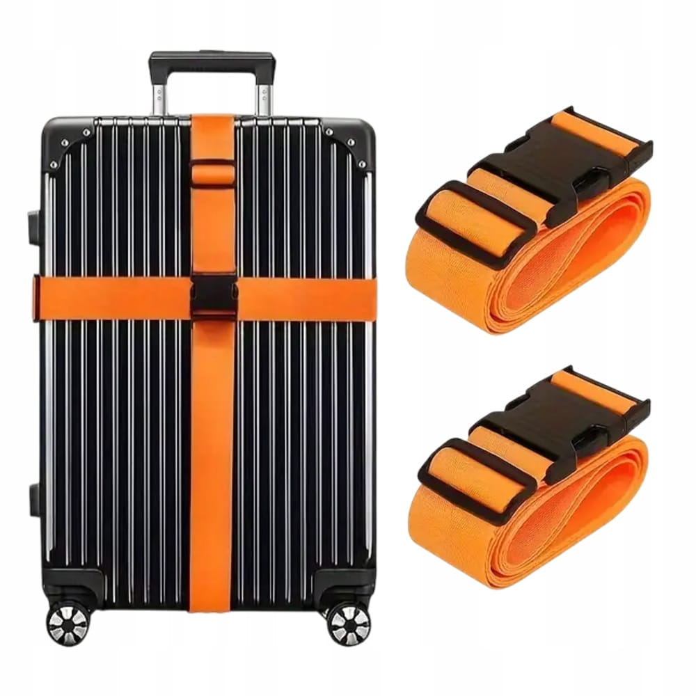 Pas Zabezpieczający do Walizki / Torby - Regulowany - Pomarańczowy 2szt. 