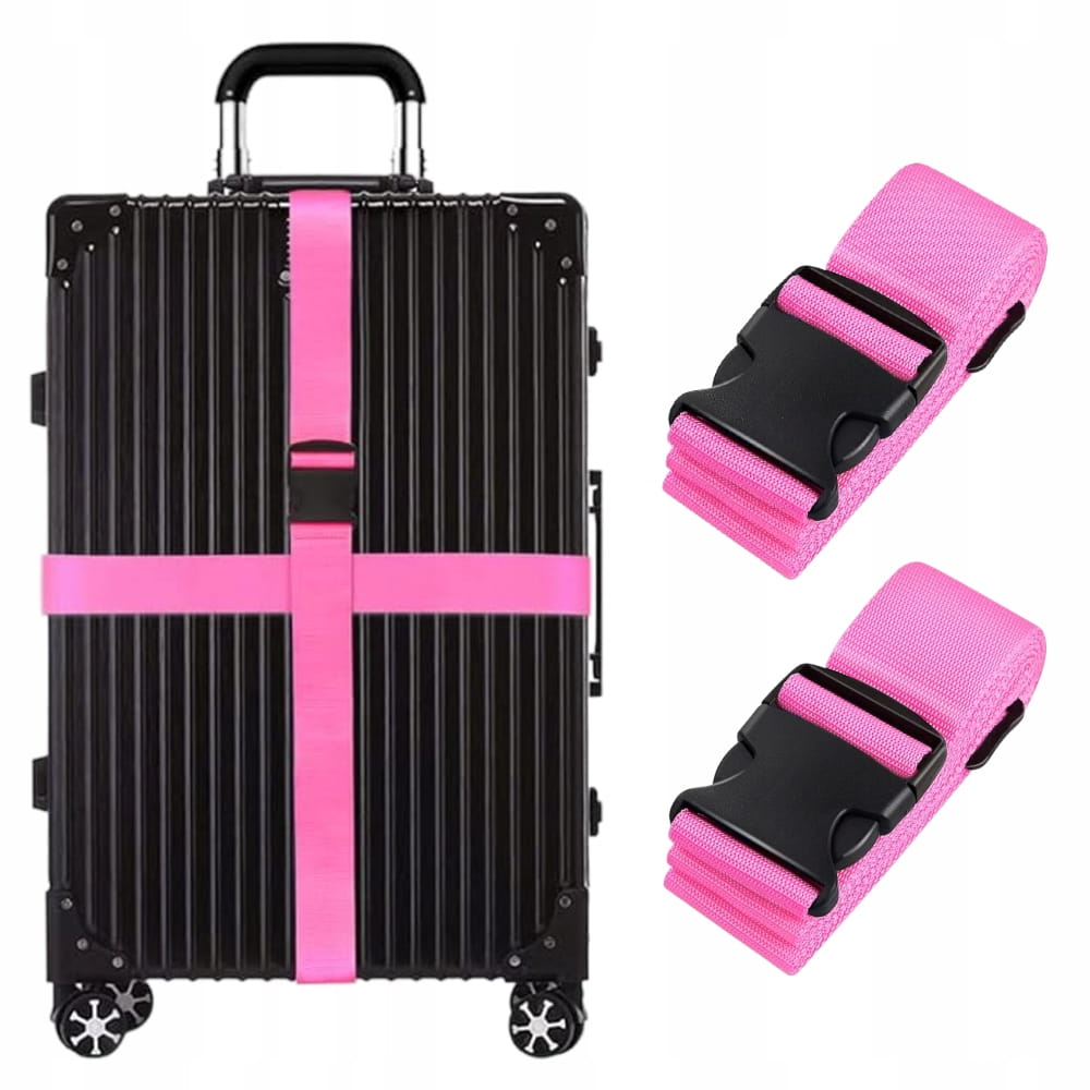 Pas Zabezpieczający do Walizki / Torby - Regulowany - Różowy 2szt. 