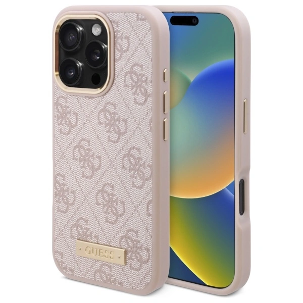 Etui Guess GUHMP16LU4GPRP Apple iPhone 16 Pro hardcase 4G Logo Plate MagSafe różowy/pink