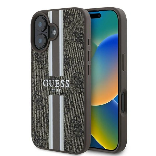 Etui Guess GUHMP16MP4RPSW Apple iPhone 16 Plus hardcase 4G Printed Stripes MagSafe brązowy