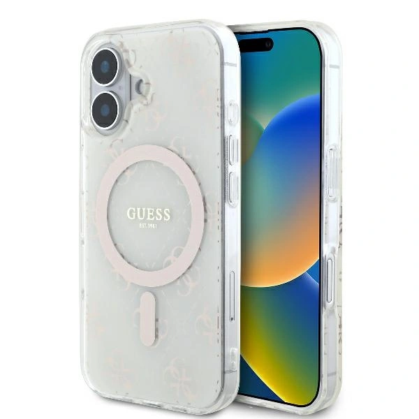 Etui Guess GUHMP16MH4DTEH Apple iPhone 16 Plus hardcase IML 4G Background MagSafe biały/white