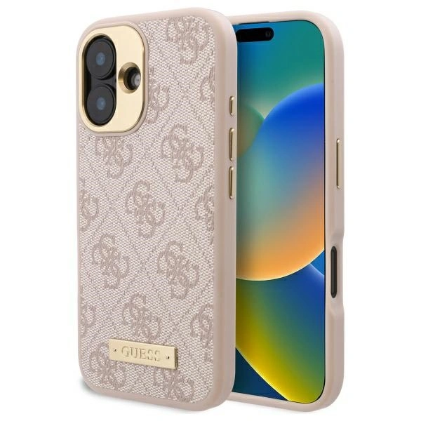 Etui Guess GUHMP16SU4GPRP Apple iPhone 16 hardcase 4G Logo Plate MagSafe różowy/pink