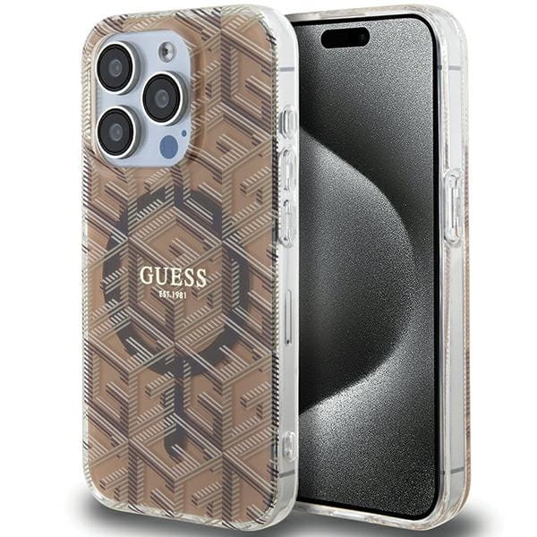 Etui Guess GUHMP15XHGCUSTGW Apple iPhone 15 Pro Max hardcase IML GCube MagSafe brązowy/brown