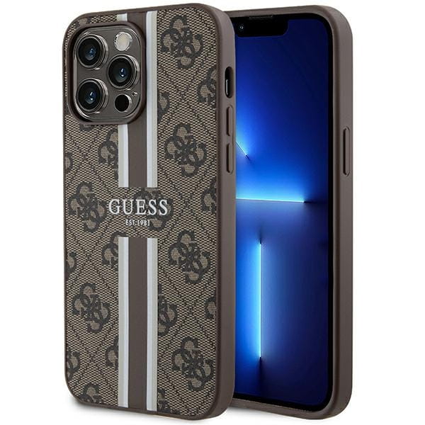 Etui Guess GUHMP15XP4RPSW Apple iPhone 15 Pro Max hardcase 4G Printed Stripes MagSafe brązowy/brown