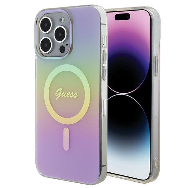 Etui Guess GUHMP15LHITSP Apple iPhone 15 Pro hardcase IML Iridescent MagSafe różowy/pink