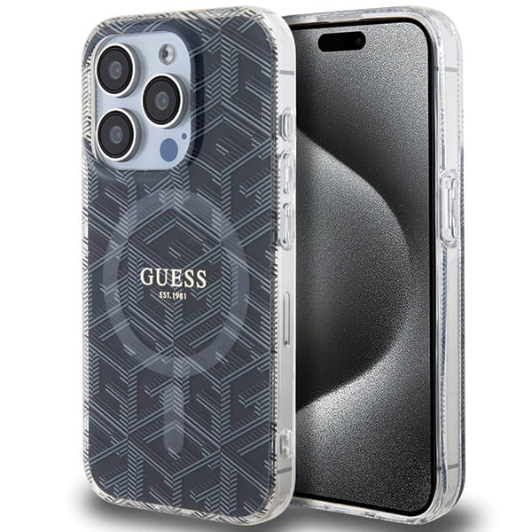 Etui Guess GUHMP15LHGCUSTGK Apple iPhone 15 Pro hardcase IML GCube MagSafe czarny/black