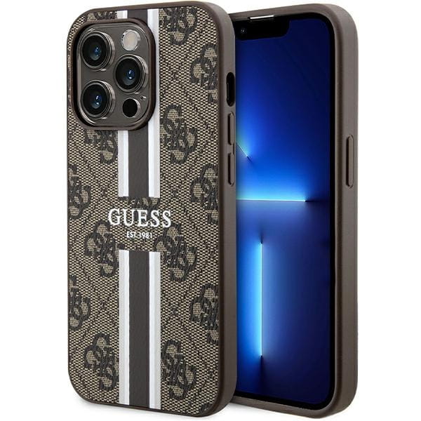 Etui Guess GUHMP15LP4RPSW Apple iPhone 15 Pro hardcase 4G Printed Stripes MagSafe brązowy/brown