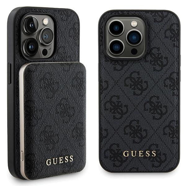 Zestaw Guess GUBPM5P15L4GEMGK Apple iPhone 15 Pro hardcase + Powerbank 5000mAh MagSafe 4G Metal Logo czarny/black