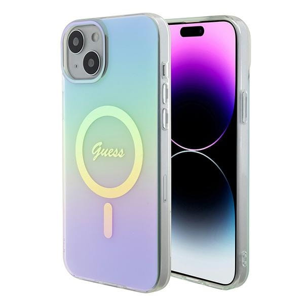 Etui Guess GUHMP15MHITSQ Apple iPhone 15 Plus / 14 Plus hardcase IML Iridescent MagSafe turkusowy/turquoise