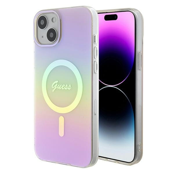 Etui Guess GUHMP15SHITSP Apple iPhone 15 hardcase IML Iridescent MagSafe różowy/pink