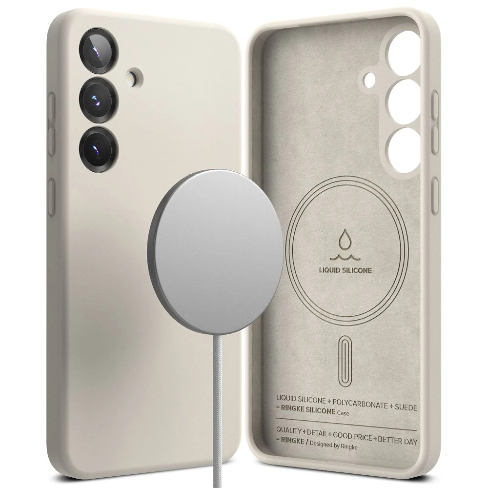 Etui Ringke Silicone Magnetic MagSafe Samsung Galaxy S25+ Plus Stone