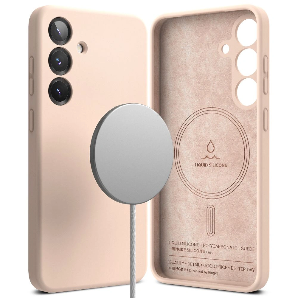 Etui Ringke Silicone Magnetic MagSafe Samsung Galaxy S25+ Plus Pink Sand