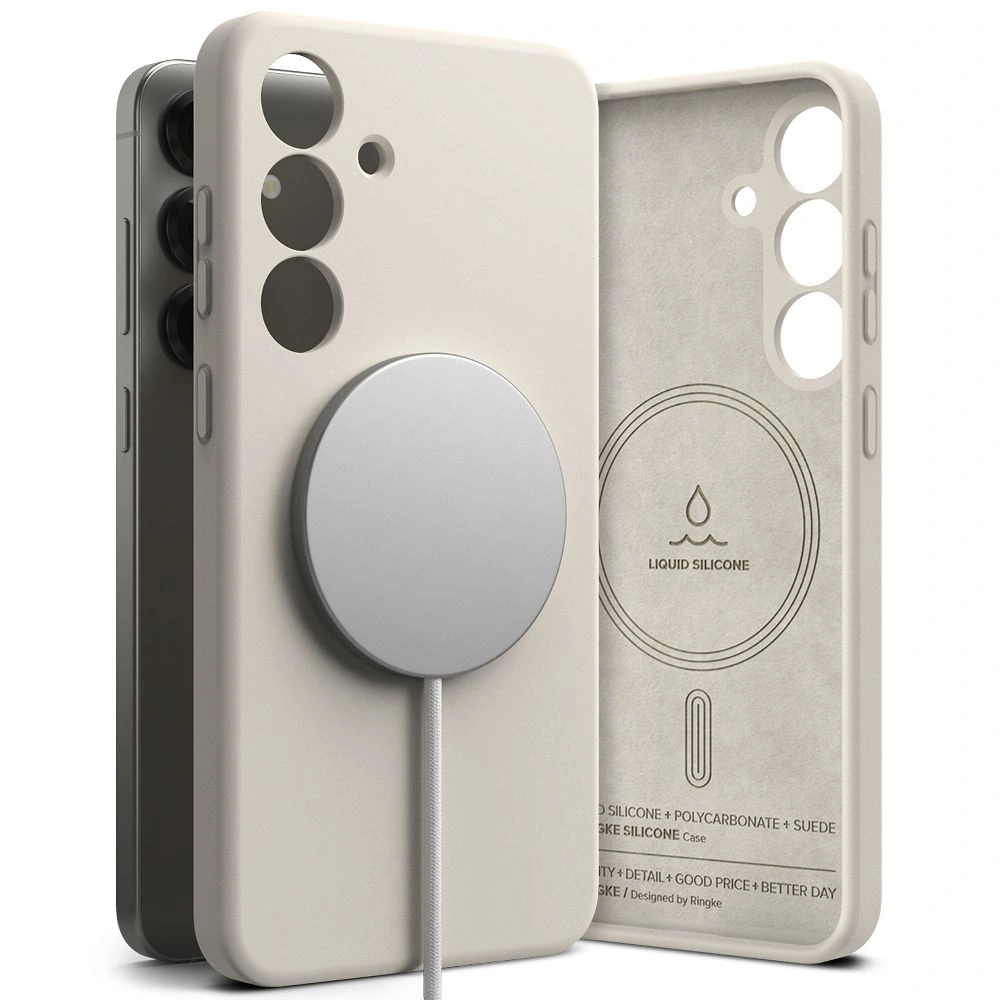 Etui Ringke Silicone Magnetic MagSafe Samsung Galaxy S25 Stone