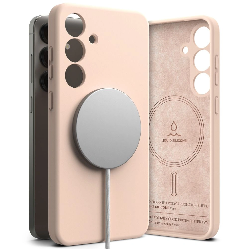 Etui Ringke Silicone Magnetic MagSafe Samsung Galaxy S25 Pink Sand