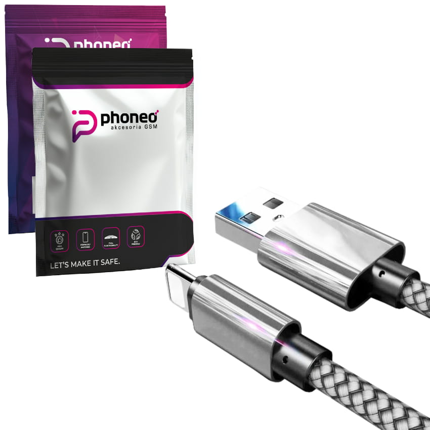 Kabel Lightning Frosty Phoneo® (iPhone, iPad) - 2 Metry - Srebrny
