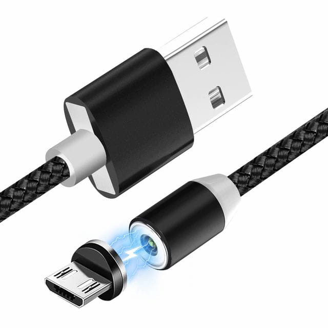 Kabel Magnetyczny Round Quick Charge - 1 metr - Micro USB - Czarny