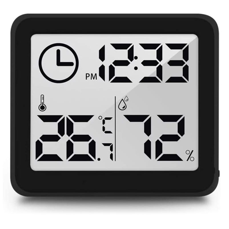 Mini Higrometr - Zegar Temperatura Wilgotność - Czarny