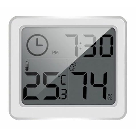 Mini Higrometr - Zegar Temperatura Wilgotność - Biały