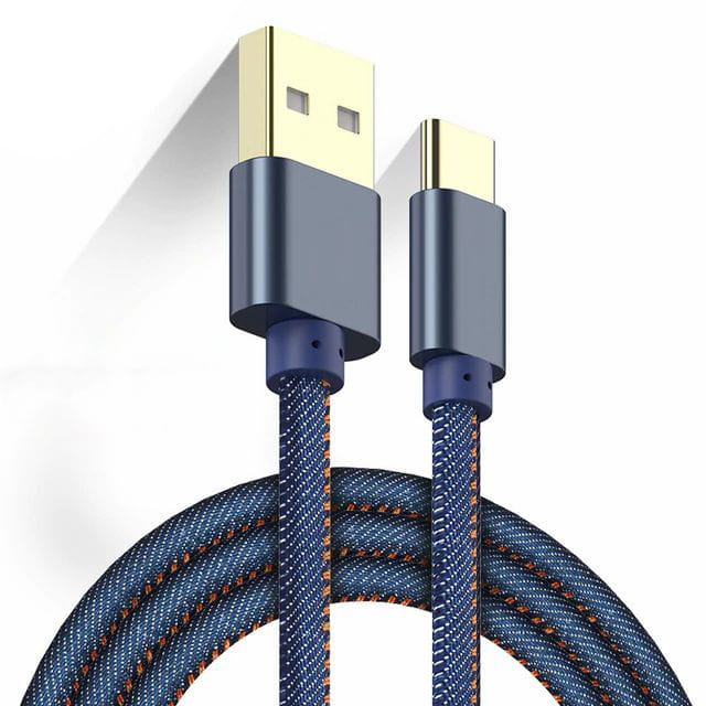 Kabel USB C Pleciony - 1 metr - Niebieski
