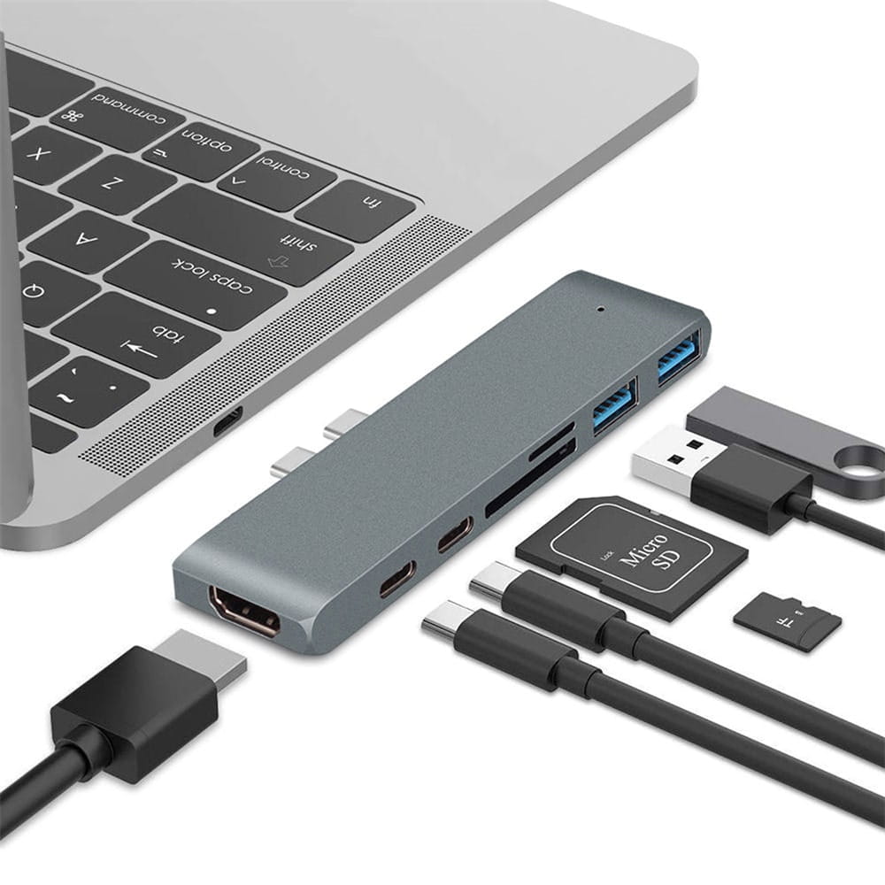Adapter 7w1 / HUB (USB-C HDMI 4K SD) Macbook - Grafitowy