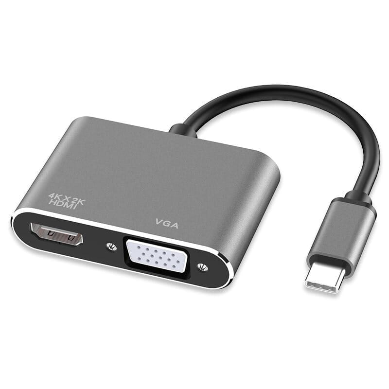 Adapter 2w1 USB-C HDMI VGA 4K - Grafitowy
